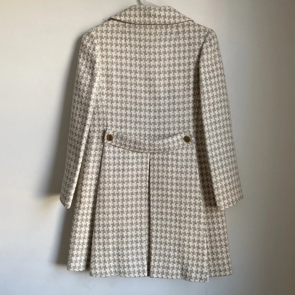 Vintage JR Bazaar Houndstooth Wool Coat Double Breasted Womans Medium 60s - Picture 4 of 10
